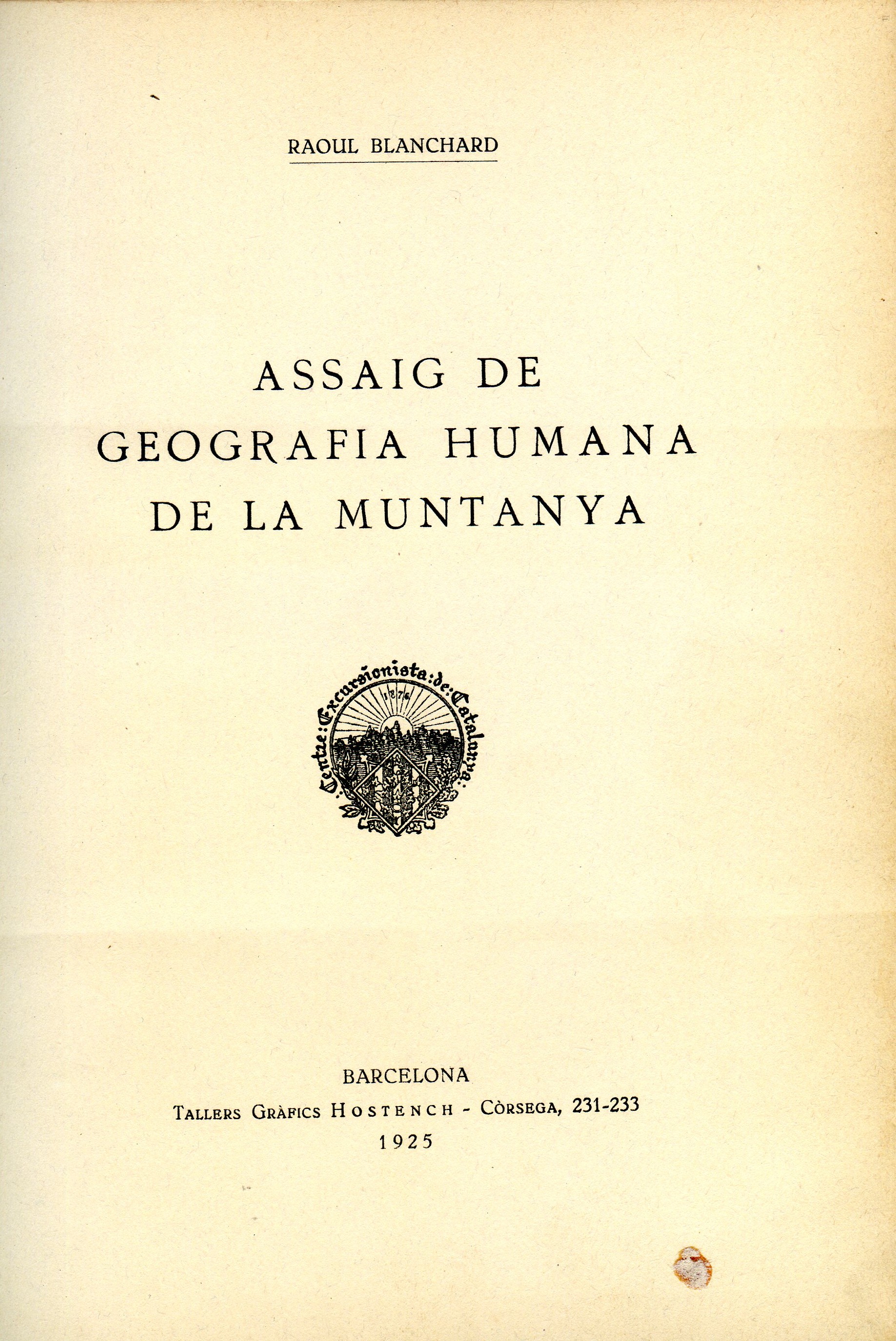 Assaig de geografia humana de la muntanya - Portada